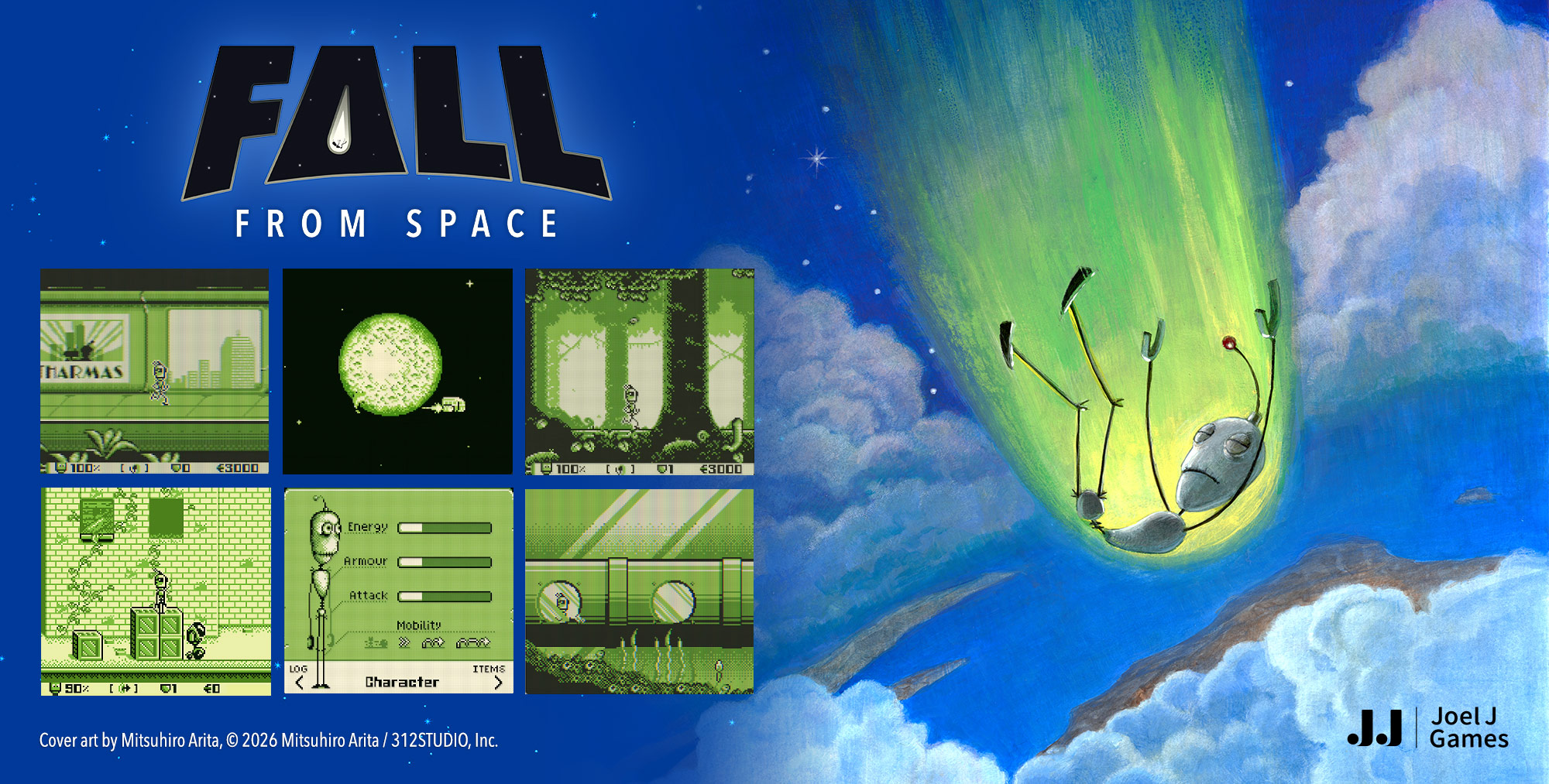 Fall from Space key art showing a lone astronaut looking across an alien landscape.